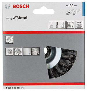 Poševna ščetka PRO Metal heavy, 100 x 0,5 mm, navoj