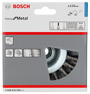 Poševna ščetka PRO Metal heavy, 115 x 0,5 mm, navoj