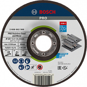 PRO Stainless Steel and Metal 3-in-1 Disc, 125 x 2,5 x 22,23 mm