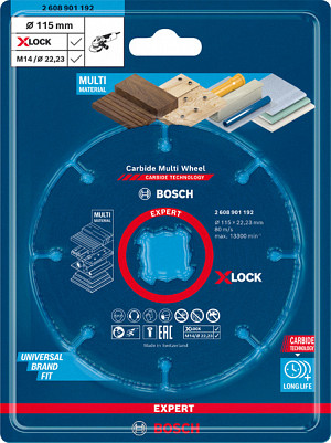 Rezalna plošča EXPERT Carbide Multi Wheel X-LOCK, 115 mm, 22,23 mm