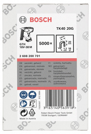 Sponka z ozkim hrbtom, TK40 20G