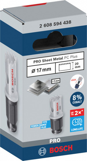 Žaga za izrezovanje lukenj PRO Sheet Metal PC Plus, 17 mm