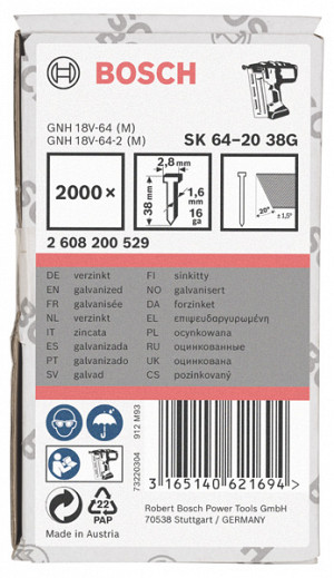 Žebelj za zaključna dela, SK64-20 38G